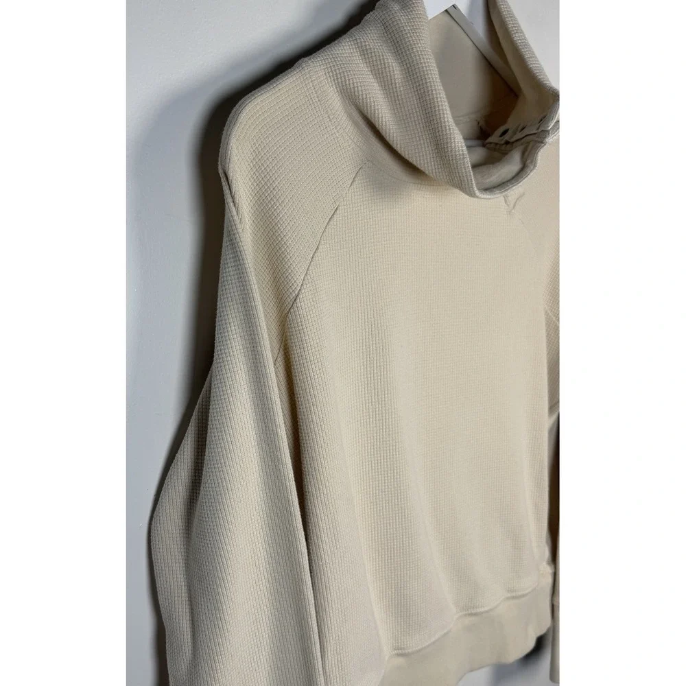 Pact Small Waffle Knit Sweatshirt Pullover Snap Oatmeal 100% Organic Cotton - Picture 6 of 13